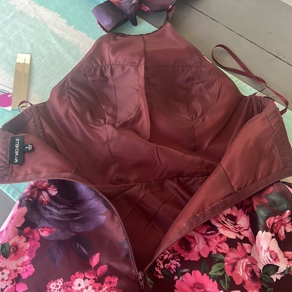 My Michelle Floral Halter Fit & Flare Homecoming Formal Mini Dress NWT - Picture 7 of 11